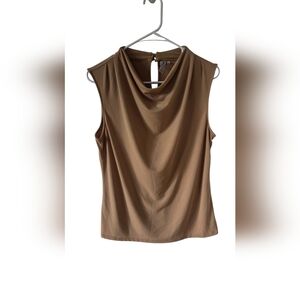 Worthington Tan Draped Sleeveless Tank Top
